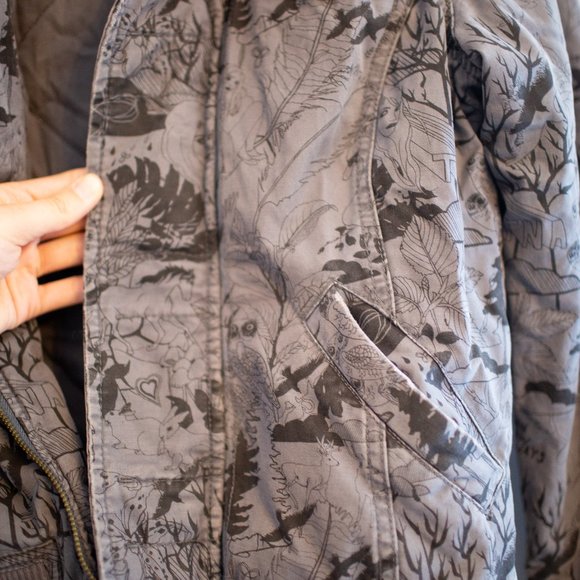 Gray Aritzia TNA Jacket with Black Doodle Drawings - Picture 5 of 7